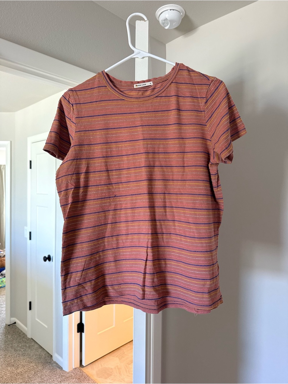 Marine Layer Striped Short-Sleeve Tee - Rust Pink